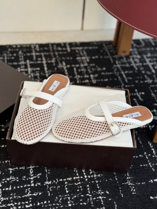 Alaïa White Mesh Mary Jane Muller Slippers - Picture 3 of 9